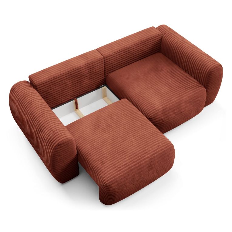 Divano Letto 2 Posti Rosso Contenitore di Apertura a Libro 266x121 cm, Reclinabile - Golgi