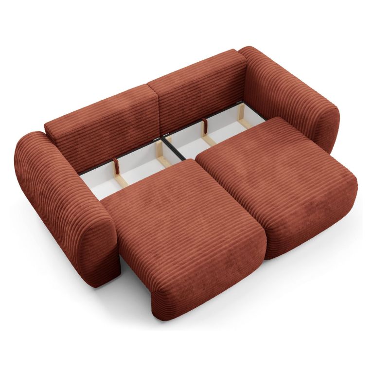 Divano Letto 2 Posti Rosso Contenitore di Apertura a Libro 266x121 cm, Reclinabile - Golgi