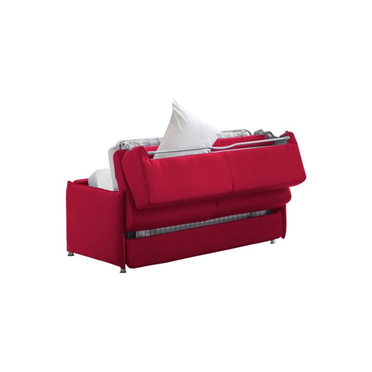 Divano Letto 2 Posti Rosso Sfoderabile Contenitore 160x95 cm, di Apertura a Ribalta Made in Italy - Verceia
