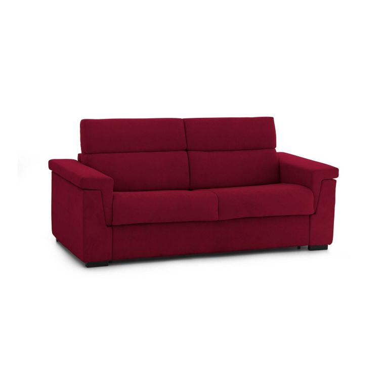 Divano Letto 2 Posti Rosso Sfoderabile Contenitore 185x95 cm, di Apertura a Ribalta Made in Italy - Tenna