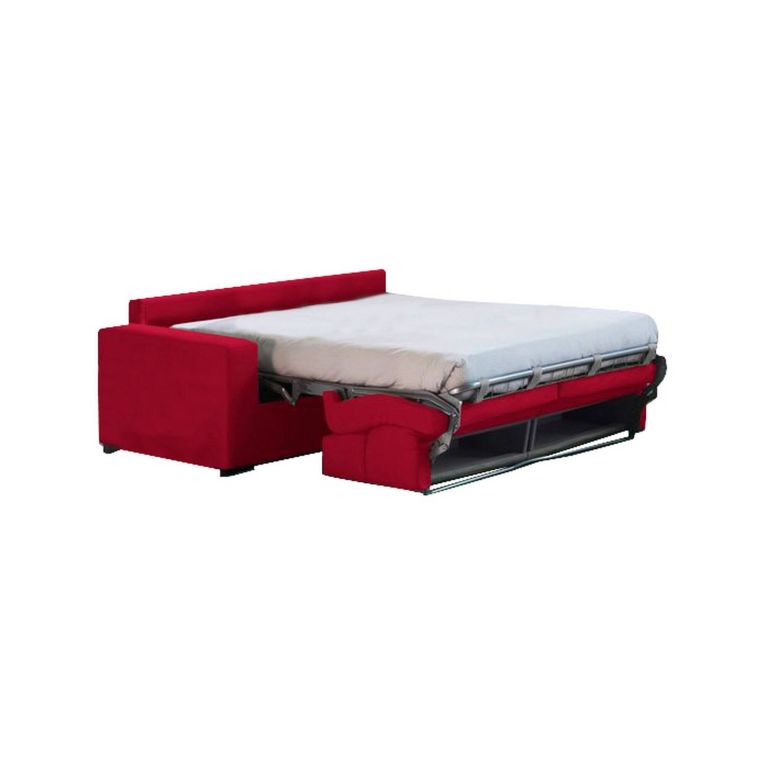 Divano Letto 2 Posti Rosso Sfoderabile Contenitore 200x95 cm, di Apertura a Ribalta Made in Italy - Ecate