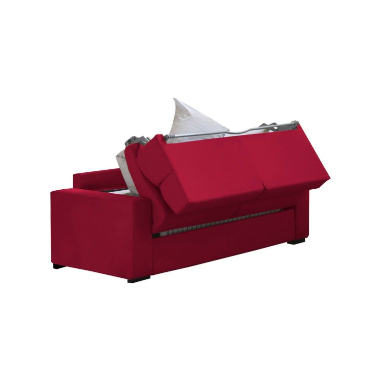 Divano Letto 2 Posti Rosso Sfoderabile Contenitore 200x95 cm, di Apertura a Ribalta Made in Italy - Ecate