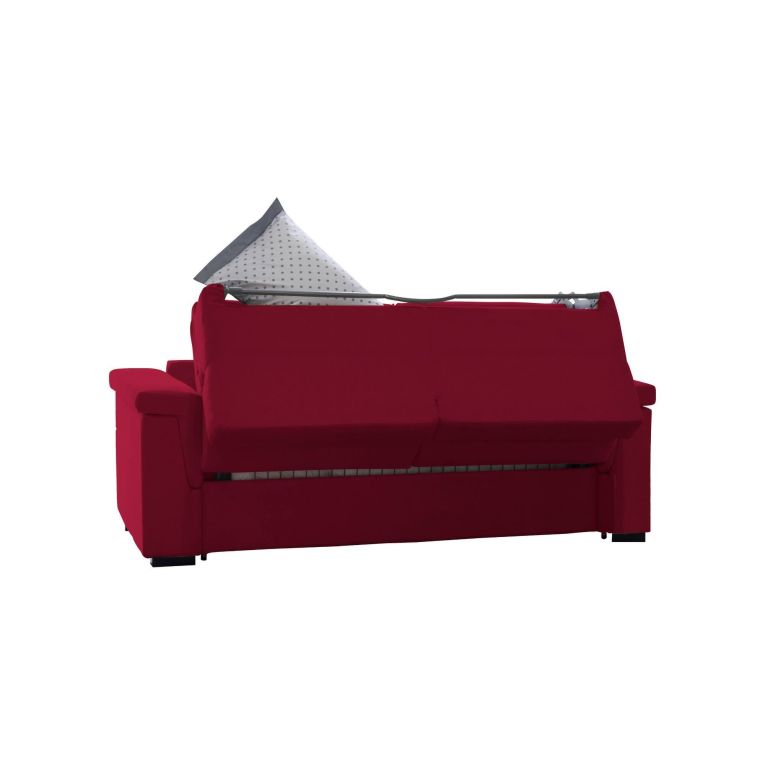 Divano Letto 2 Posti Rosso Sfoderabile Contenitore 205x95 cm, di Apertura a Ribalta Made in Italy - Brusasco