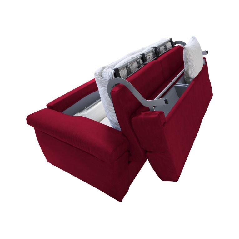 Divano Letto 2 Posti Rosso Sfoderabile Contenitore 205x95 cm, Lavabile Made in Italy - Fisciano