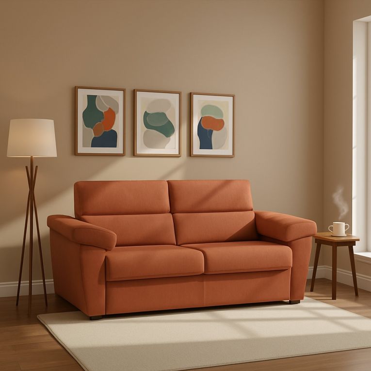 Divano letto 2 posti Seui, 185x95 h100 cm, Arancione