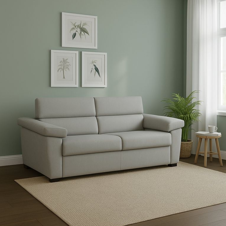 Divano letto 2 posti Seui, 185x95 h100 cm, Grigio chiaro