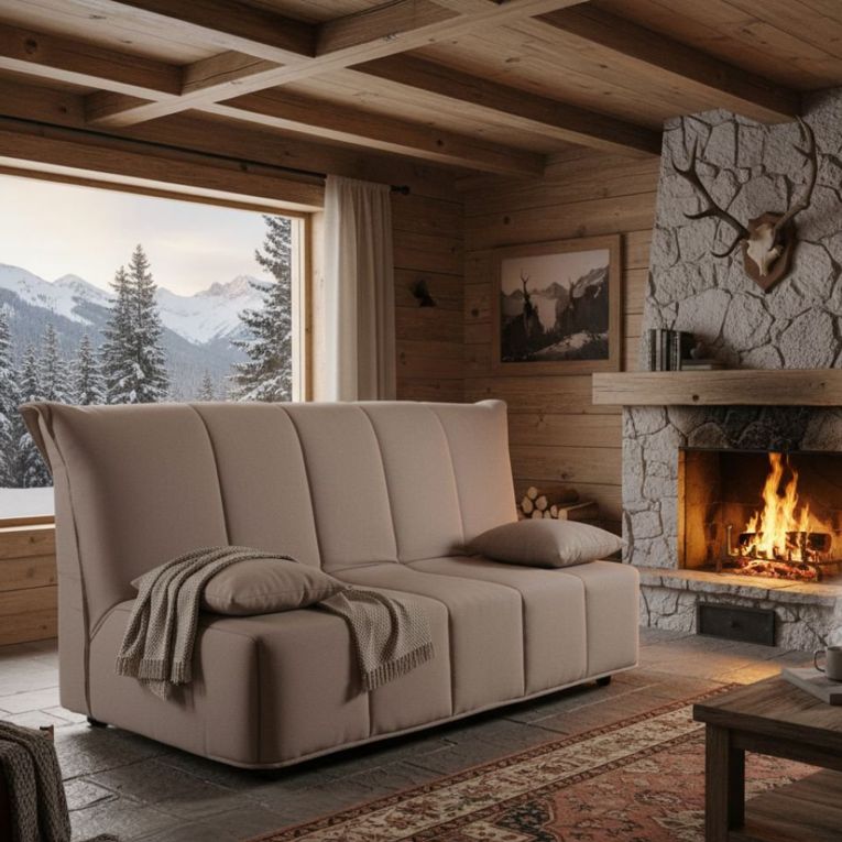 Divano letto 2 posti tortora 125x90cm - Ariska