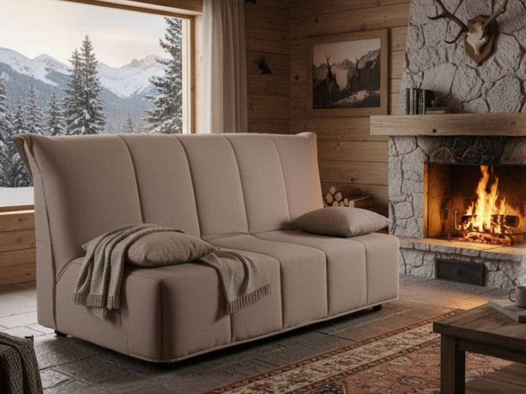 Divano letto 2 posti tortora 125x90cm - Ariska