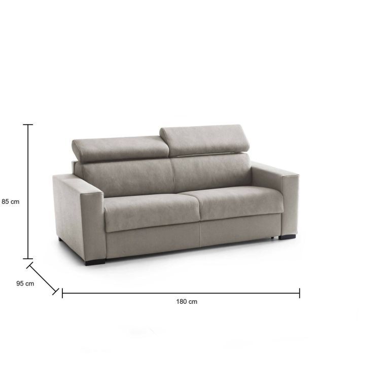Divano letto 2 posti tortora 180x95cm - Annalara