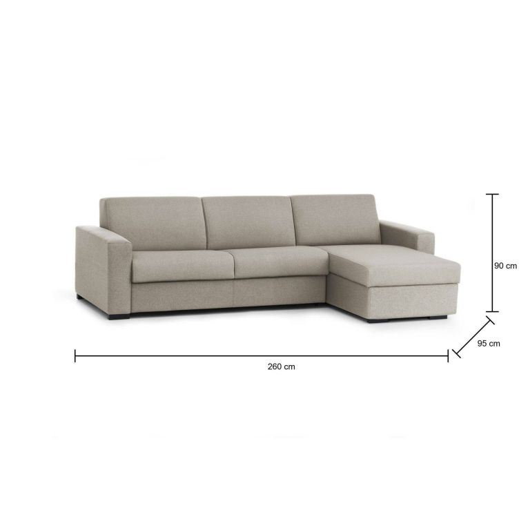Divano letto 2 posti tortora 260x95cm - Allegria
