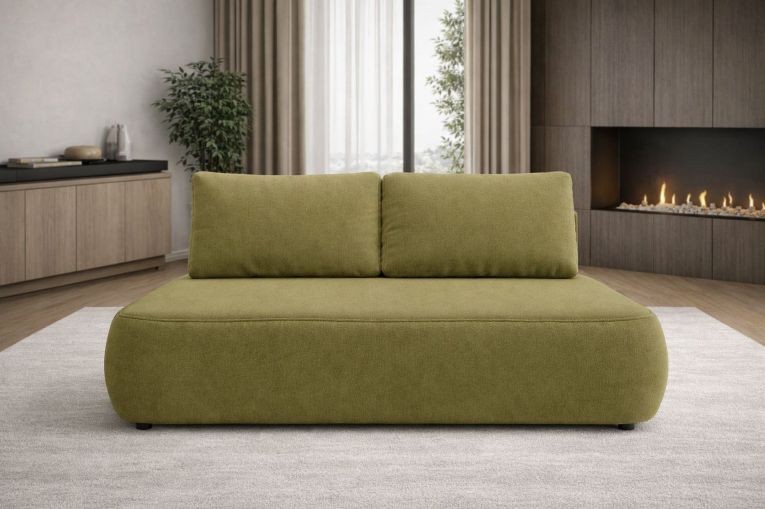 Divano Letto 2 Posti Verde Chiaro Contenitore Cuscini Sfoderabili 210x106 cm, Reclinabile - Brugnato