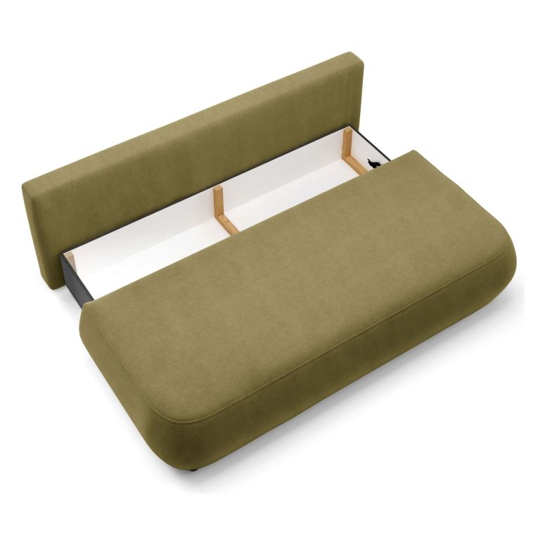 Divano Letto 2 Posti Verde Chiaro Contenitore Cuscini Sfoderabili 210x106 cm, Reclinabile - Brugnato
