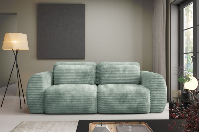 Divano Letto 2 Posti Verde Chiaro Contenitore di Apertura a Libro 266x121 cm, Reclinabile - Golgi