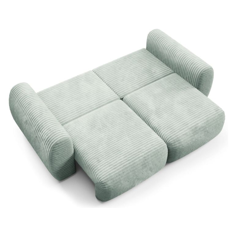 Divano Letto 2 Posti Verde Chiaro Contenitore di Apertura a Libro 266x121 cm, Reclinabile - Golgi