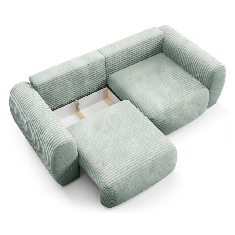 Divano Letto 2 Posti Verde Chiaro Contenitore di Apertura a Libro 266x121 cm, Reclinabile - Golgi