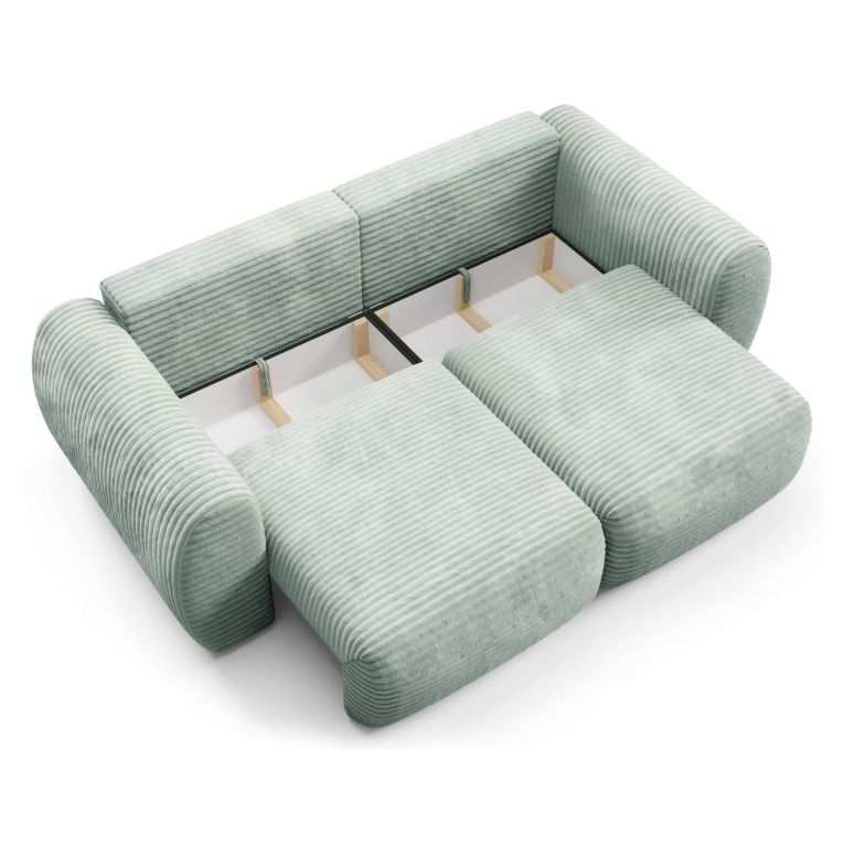 Divano Letto 2 Posti Verde Chiaro Contenitore di Apertura a Libro 266x121 cm, Reclinabile - Golgi