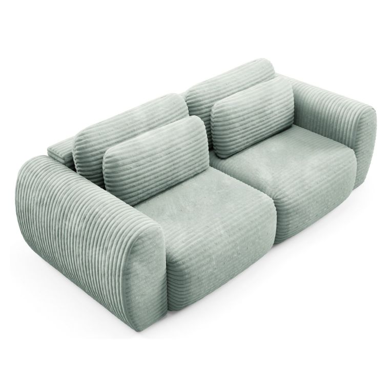 Divano Letto 2 Posti Verde Chiaro Contenitore di Apertura a Libro 266x121 cm, Reclinabile - Golgi