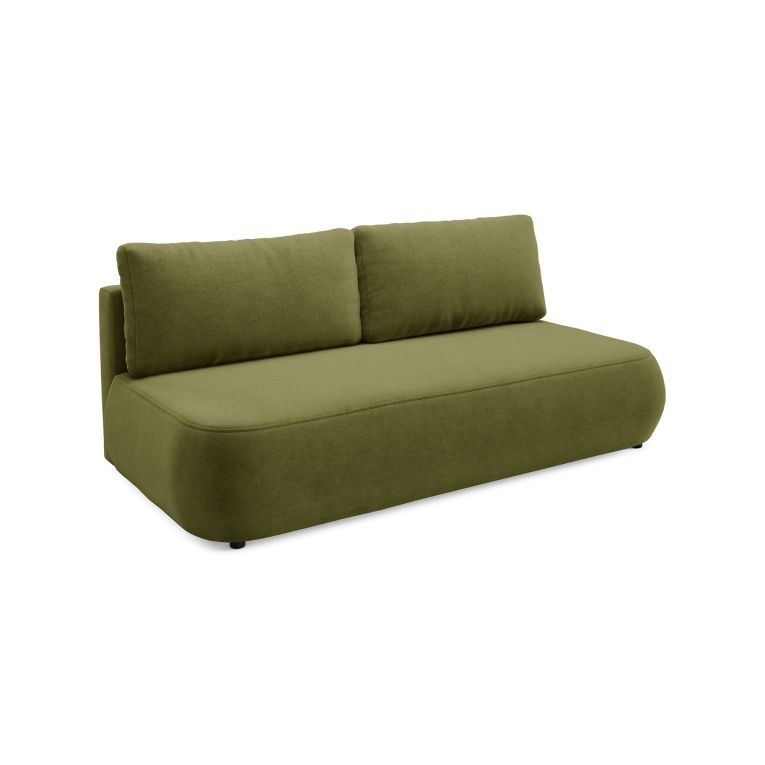 Divano Letto 2 Posti Verde Contenitore Cuscini Sfoderabili 210x106 cm, Reclinabile - Brugnato