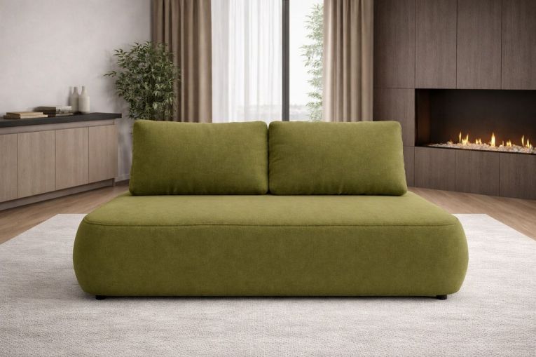 Divano Letto 2 Posti Verde Contenitore Cuscini Sfoderabili 210x106 cm, Reclinabile - Brugnato