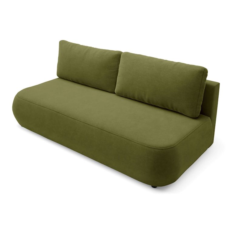 Divano Letto 2 Posti Verde Contenitore Cuscini Sfoderabili 210x106 cm, Reclinabile - Brugnato