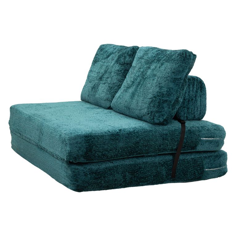 Divano Letto 2 Posti Verde Petrolio Reclinabile Apertura a Ribalta 31x31 cm, Posti a Sedere 2 - Albayz