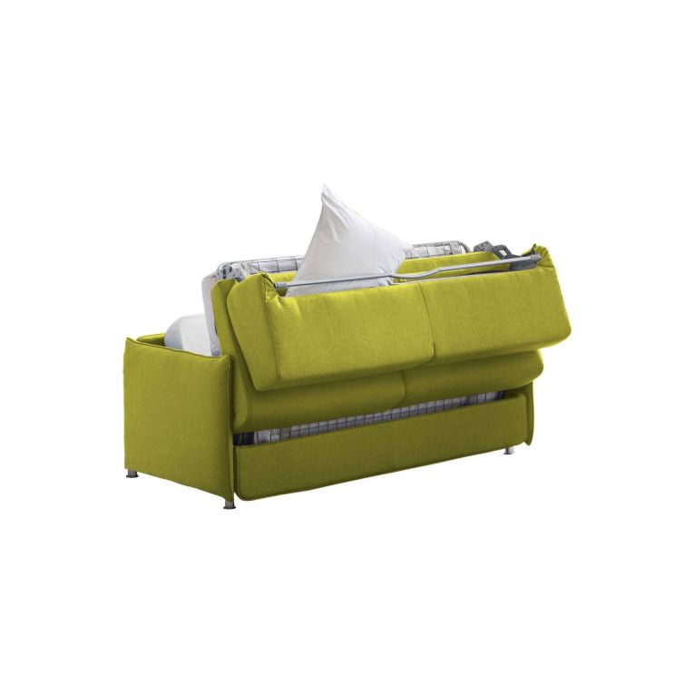 Divano Letto 2 Posti Verde Sfoderabile Contenitore 180x95 cm, di Apertura a Ribalta Made in Italy - Trovo