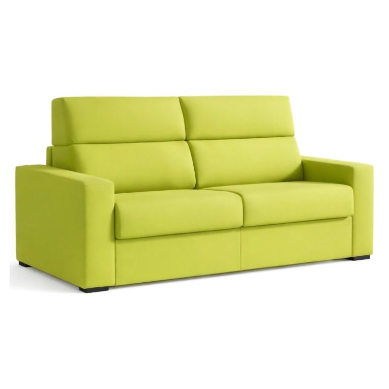 Divano Letto 2 Posti Verde Sfoderabile Contenitore 200x95 cm, di Apertura a Ribalta Made in Italy - Ecate