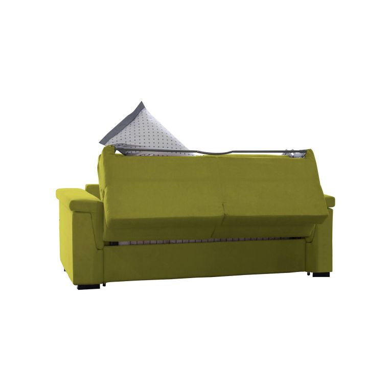 Divano Letto 2 Posti Verde Sfoderabile Contenitore 205x95 cm, di Apertura a Ribalta Made in Italy - Biscossi
