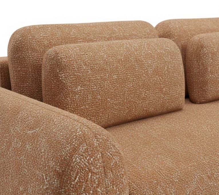 Divano Letto 3 Posti Arancione Contenitore di Apertura a Libro 266x121 cm, Reclinabile - Sessame