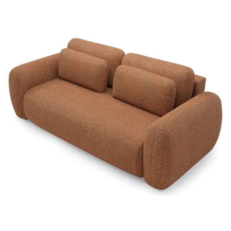 Divano Letto 3 Posti Arancione Contenitore di Apertura a Libro 266x121 cm, Reclinabile - Sessame