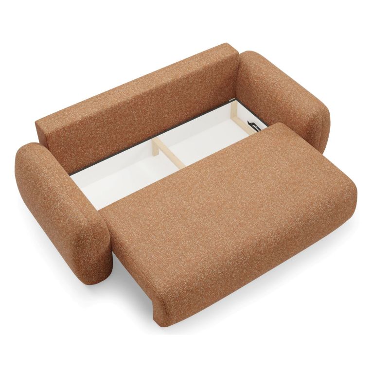Divano Letto 3 Posti Arancione Contenitore di Apertura a Libro 266x121 cm, Reclinabile - Sessame