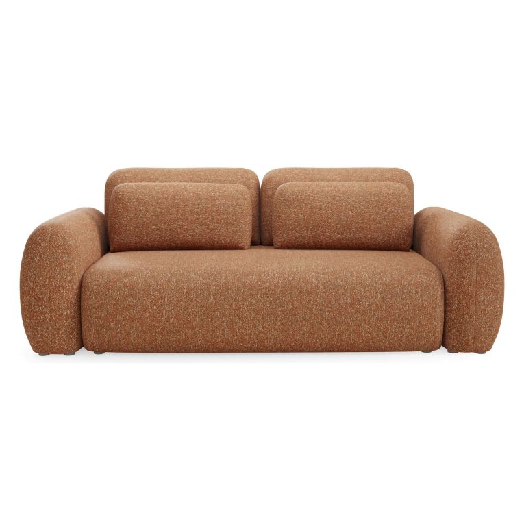 Divano Letto 3 Posti Arancione Contenitore di Apertura a Libro 266x121 cm, Reclinabile - Sessame