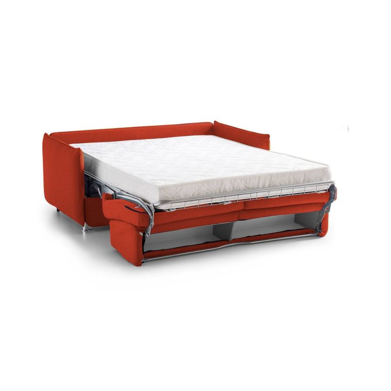 Divano Letto 3 Posti Arancione Sfoderabile Contenitore 200x95 cm, Lavabile Made in Italy - Gravere