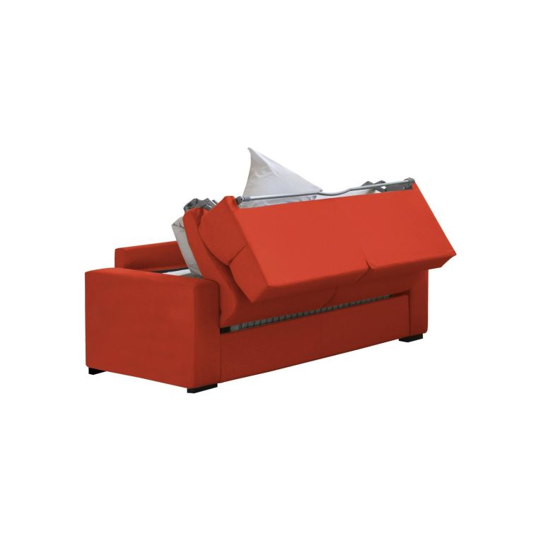 Divano Letto 3 Posti Arancione Sfoderabile Contenitore 220x95 cm, Lavabile Made in Italy - Quindici