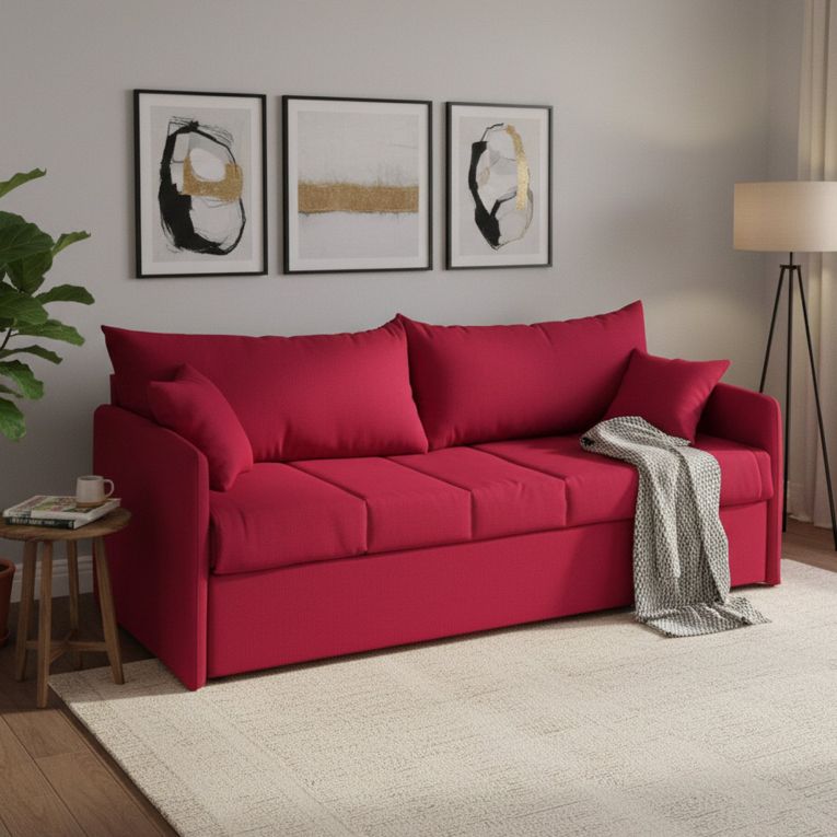 Divano letto 3 posti Avellana, 205x86 h80 cm, Rosso