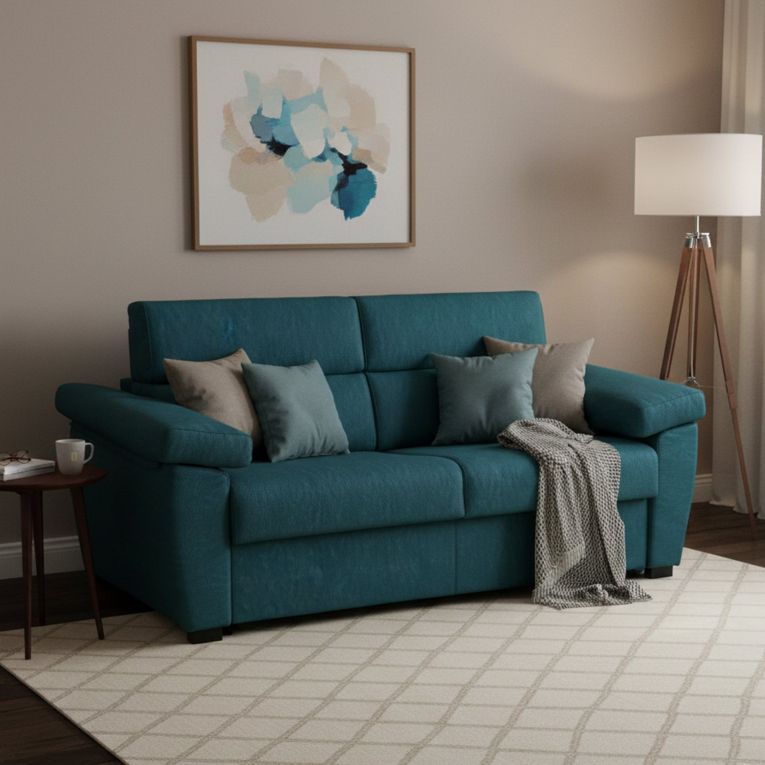 Divano letto 3 posti azzurro 225x95cm - Trino