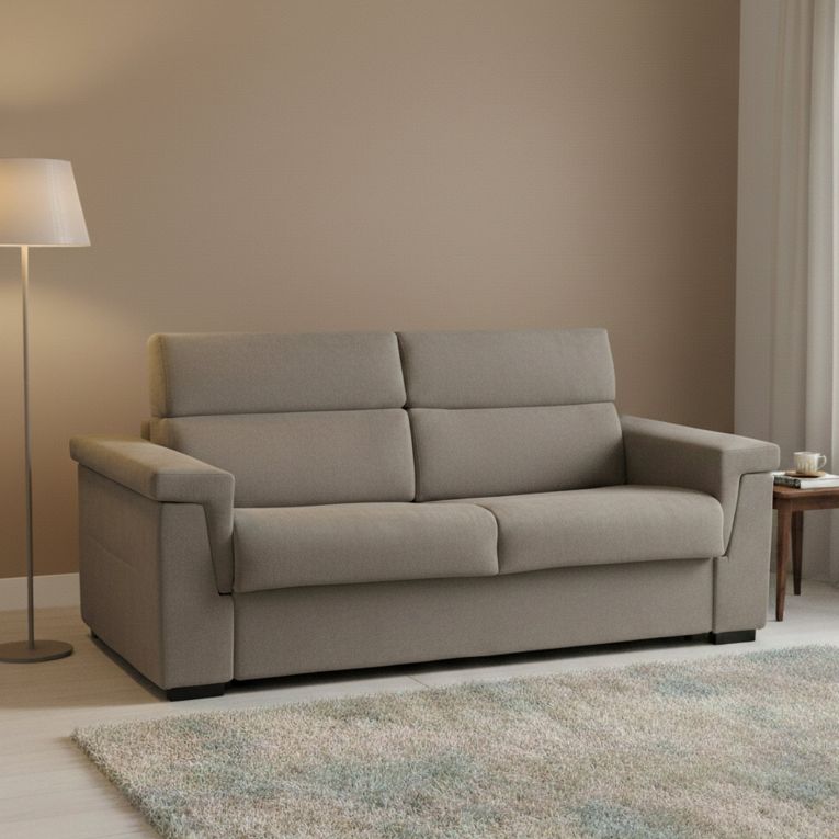 Divano letto 3 posti Benedetto, 225x95 h100 cm, Tortora