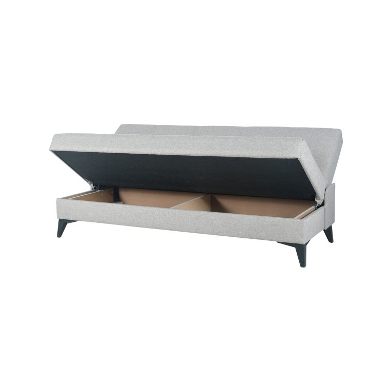 Divano Letto 3 Posti Bianco Contenitore di Apertura Click-clack 185x78 cm, Lavabile - Caneva