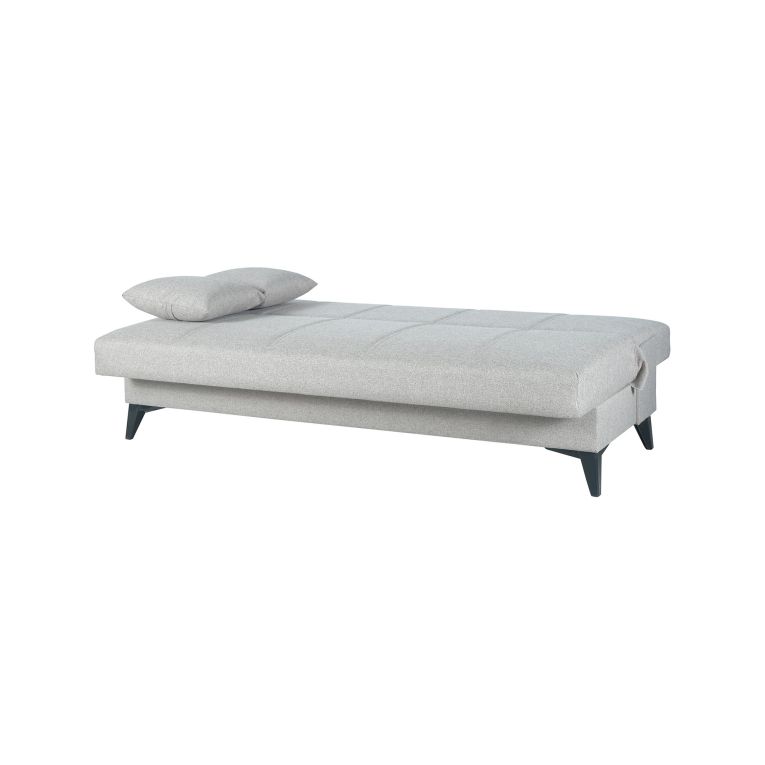 Divano Letto 3 Posti Bianco Contenitore di Apertura Click-clack 185x78 cm, Lavabile - Caneva