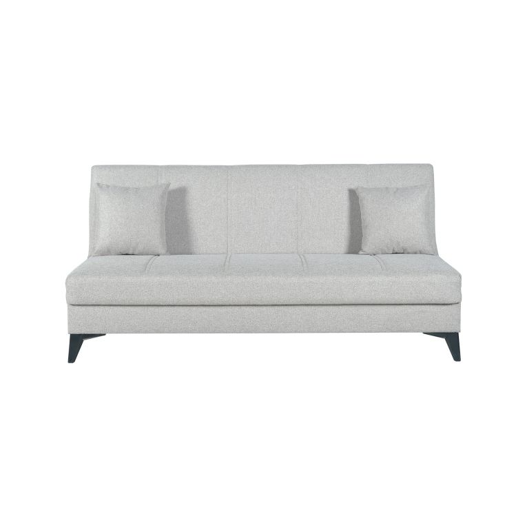 Divano Letto 3 Posti Bianco Contenitore di Apertura Click-clack 185x78 cm, Lavabile - Caneva