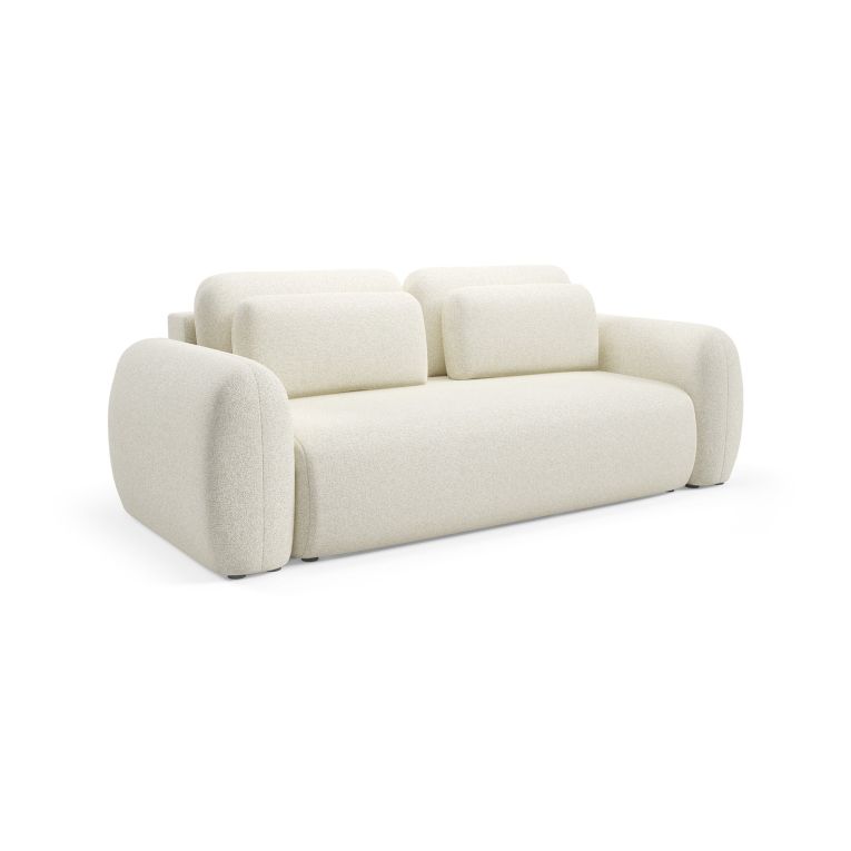 Divano Letto 3 Posti Bianco Crema Contenitore di Apertura a Libro 266x121 cm, Reclinabile - Sessame