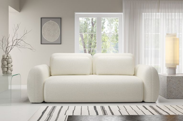 Divano Letto 3 Posti Bianco Crema Contenitore di Apertura a Libro 266x121 cm, Reclinabile - Sessame