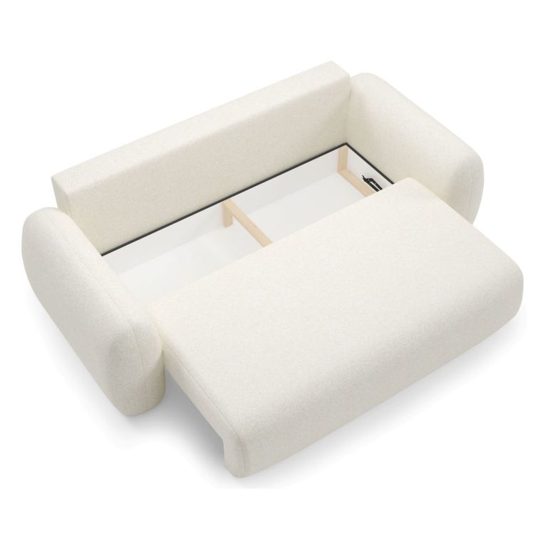 Divano Letto 3 Posti Bianco Crema Contenitore di Apertura a Libro 266x121 cm, Reclinabile - Sessame