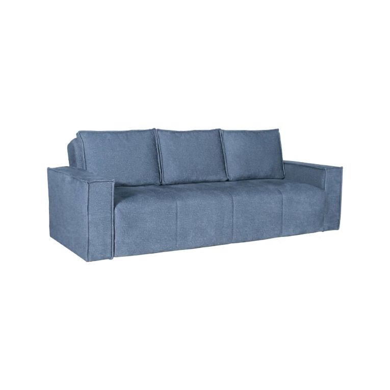 Divano Letto 3 Posti blu Contenitore di Apertura Click-clack 231x99 cm, Lavabile - Naturno