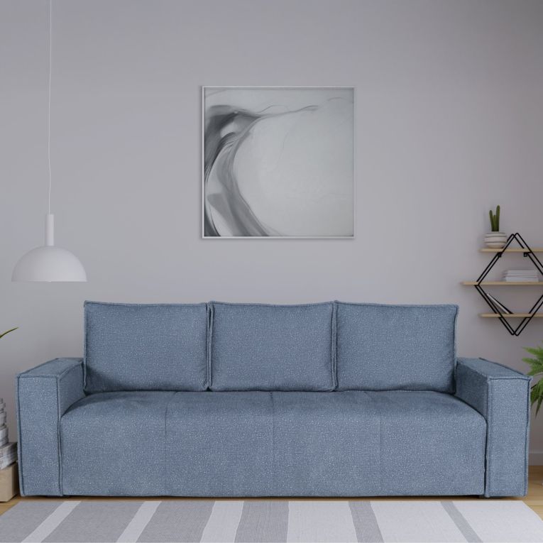 Divano Letto 3 Posti blu Contenitore di Apertura Click-clack 231x99 cm, Lavabile - Naturno