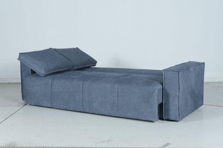 Divano Letto 3 Posti blu Contenitore di Apertura Click-clack 231x99 cm, Lavabile - Naturno
