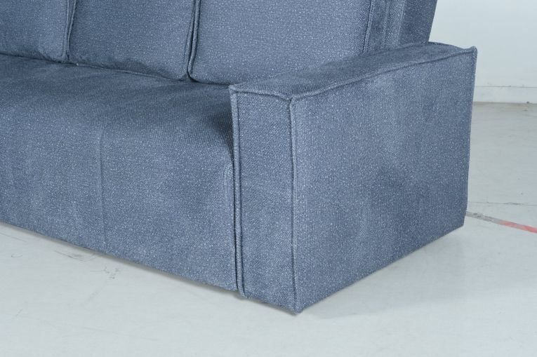 Divano Letto 3 Posti blu Contenitore di Apertura Click-clack 231x99 cm, Lavabile - Naturno