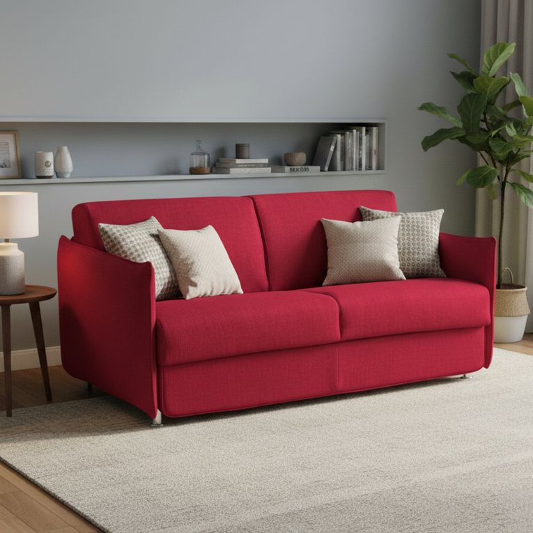 Divano letto 3 posti Gravere, 200x95 h90 cm, Rosso