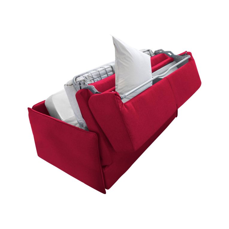 Divano letto 3 posti Gravere, 200x95 h90 cm, Rosso