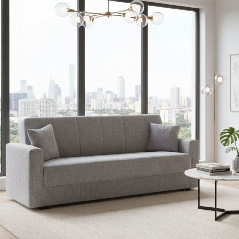 Divano letto 3 posti grigio 212x80cm - Ambrogino
